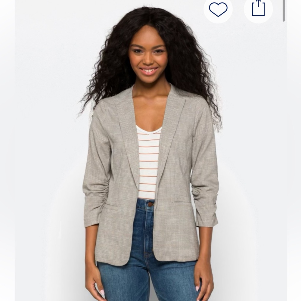 Skies Are Blue Raja Collarless Plaid Blazer